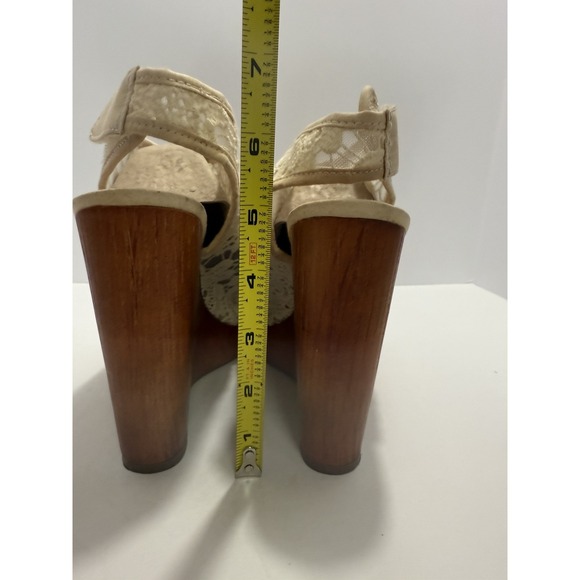 Lucky Brand Womens 8 Ankle Slingback Wedge Lace Open Toe Sandal Boho Summer Chic - Picture 6 of 10